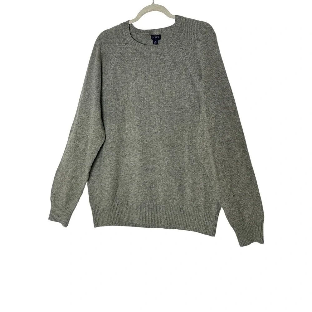 New J.Crew Sweater Mens XL Gray Crew Neck‎ Lambswool Blend Career Formal Outdoor
